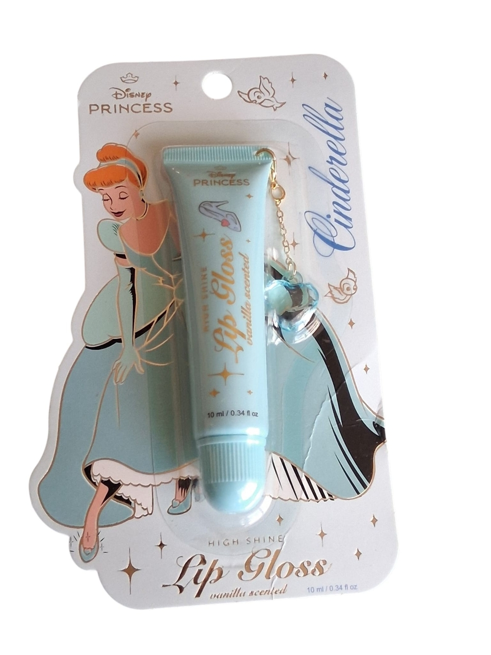 Disney Princess Cinderella Lip Gloss Tube in Light Blue with Charm
